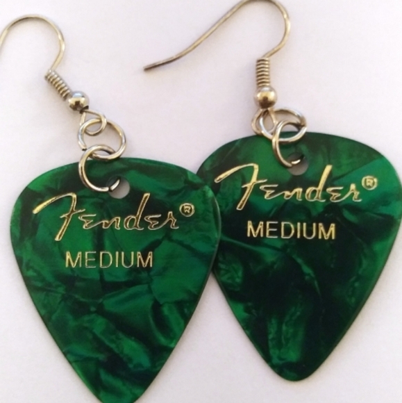 NEW Handmade Colorful Favorite Band Guitar Pick Gold Drop Hook Earrings - Picture 2 of 8